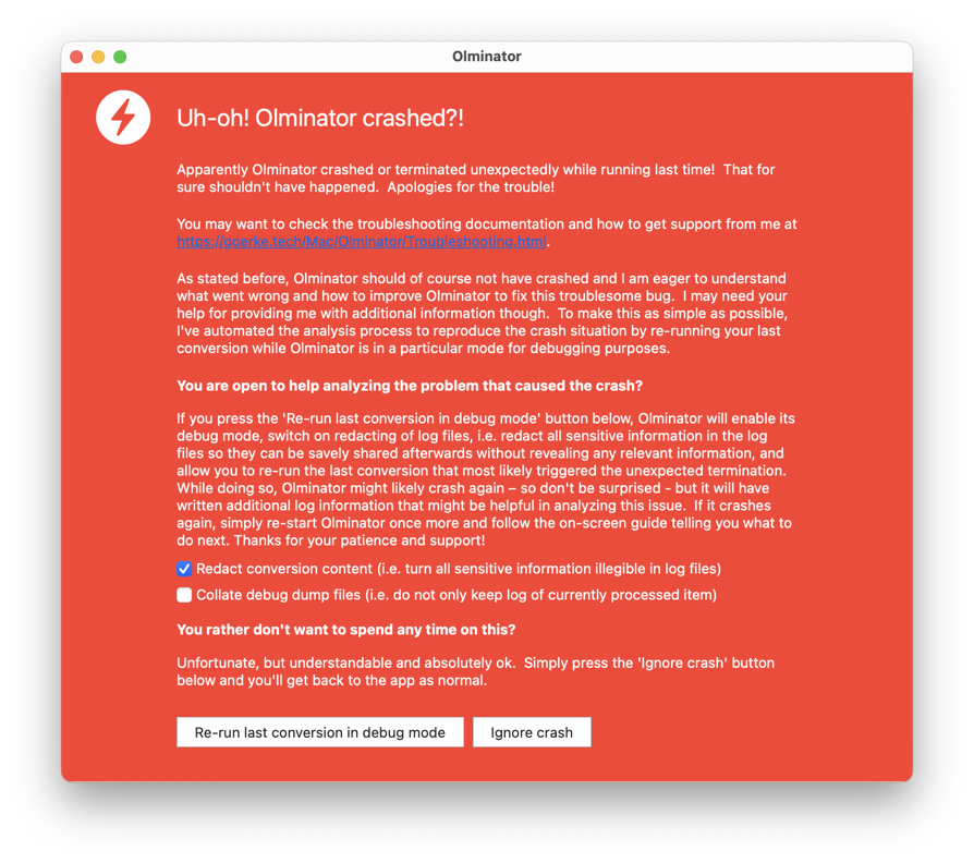 Screenshot of Olminator's Crashed Sheet