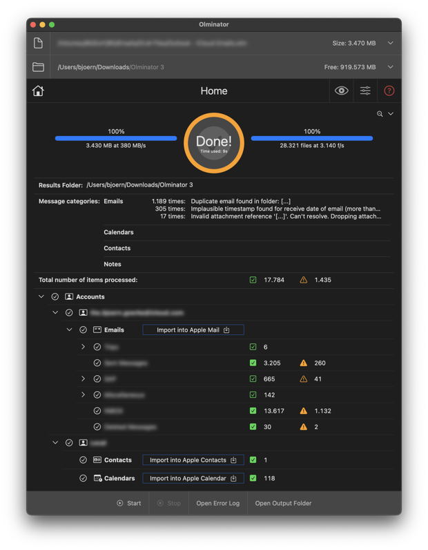 Screenshot of Olminator's Home Sheet